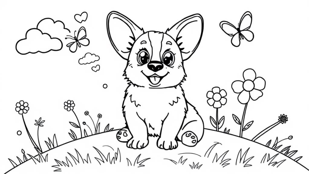 adorable corgi coloring activity