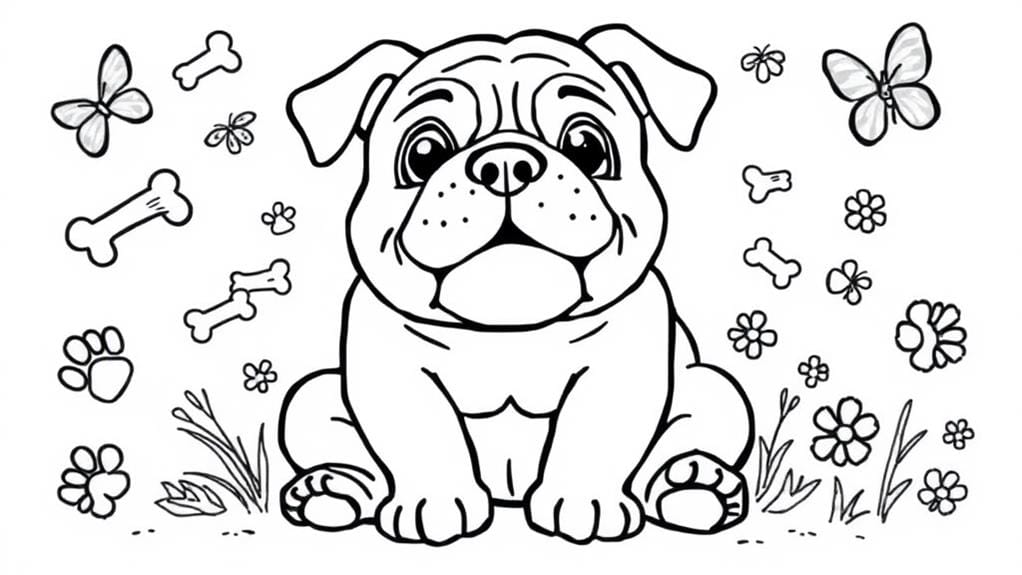charming bulldog graphic style