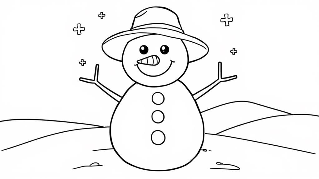 snowman wearing bucket hat