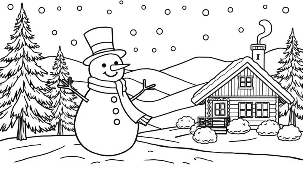 whimsical snowman enjoying park