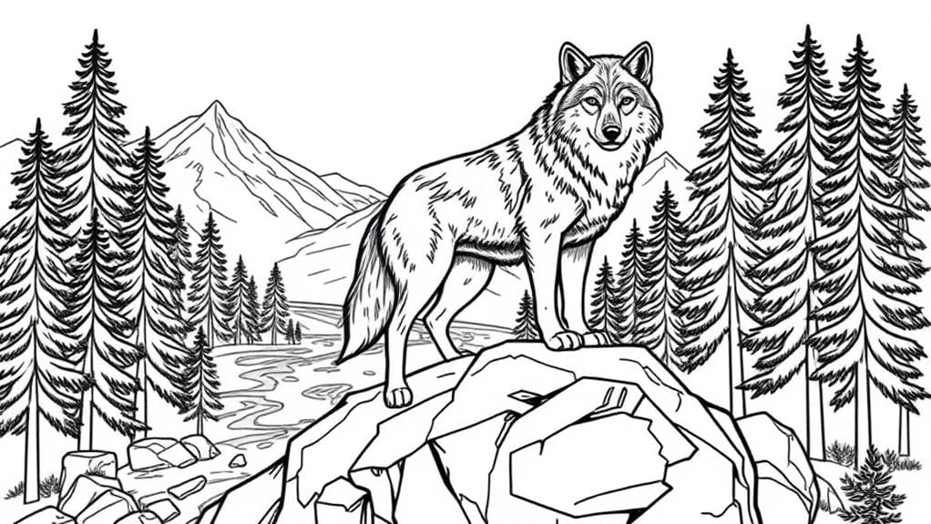 wolf coloring page art