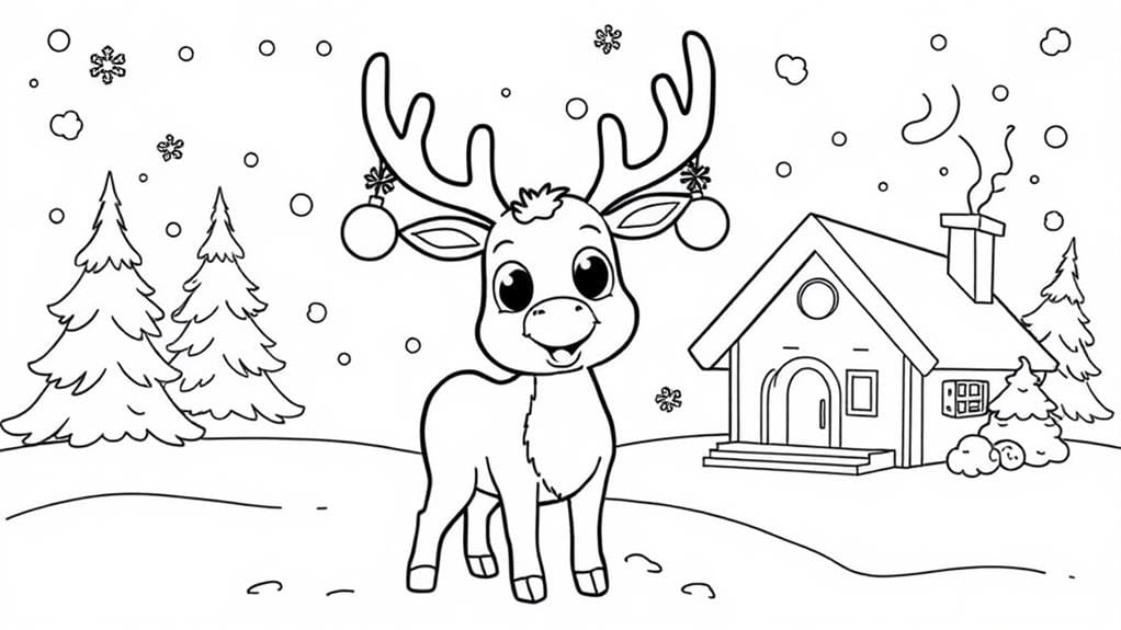festive reindeer coloring activity