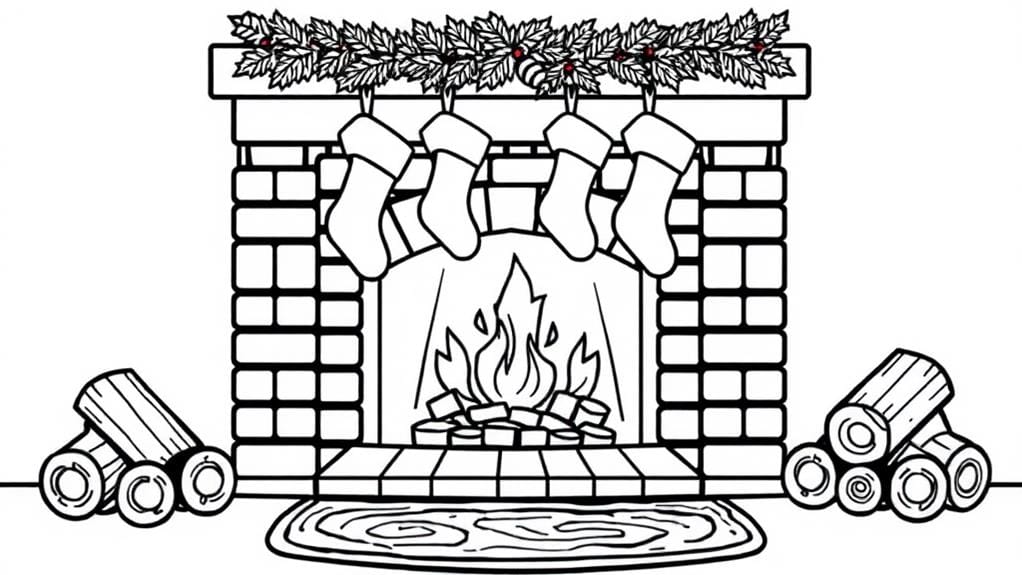 cozy fireplace coloring activity