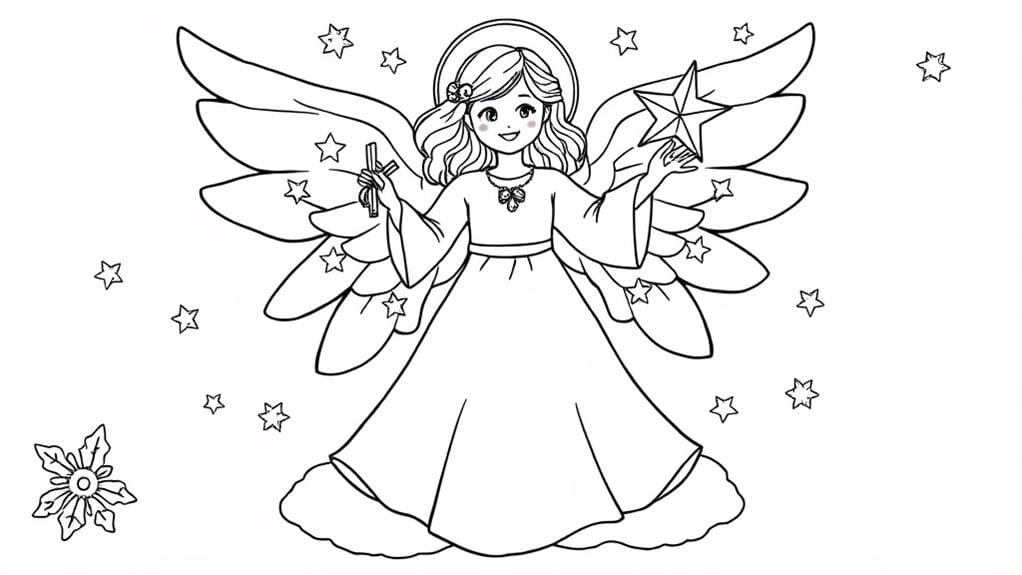 festive angel coloring activity