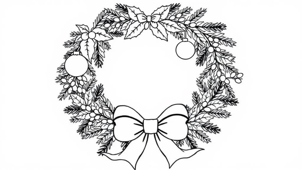 festive wreath coloring activity