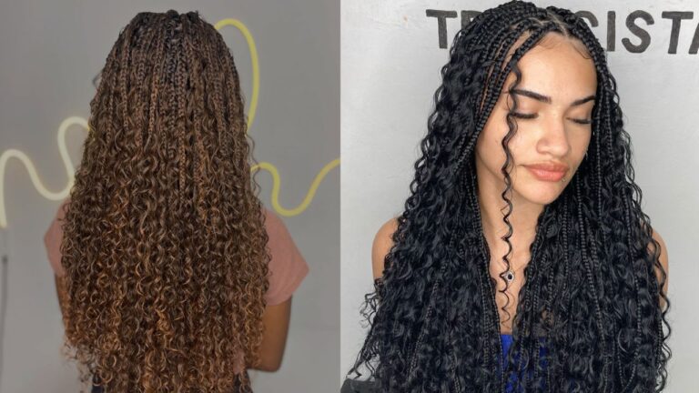 25+ Breathtaking Goddess Braids Ideas to Transform Your Look Long goddess braids with curly ends and soft face framing tendrils in rich brown and black tones.