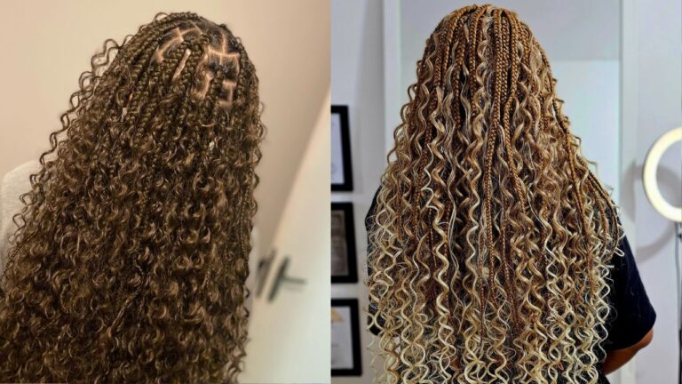 25+ Gorgeous Goddess Braids With Color to Elevate Your Style Long goddess braids with tight curly ends and blended brown to blonde highlights create a full textured look with lots of volume and dimension.