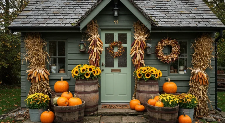 19 Eye-Catching Thanksgiving Front Door Decor Ideas To Greet Visitors
