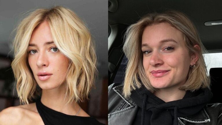 21 Bold Choppy Bob Hairstyles For Thick Hair With Crisp Shape A choppy, chin-length blonde bob with soft, tousled waves and a side-swept fringe, shown in two casual styles ranging from beachy-textured to sleek and straight.