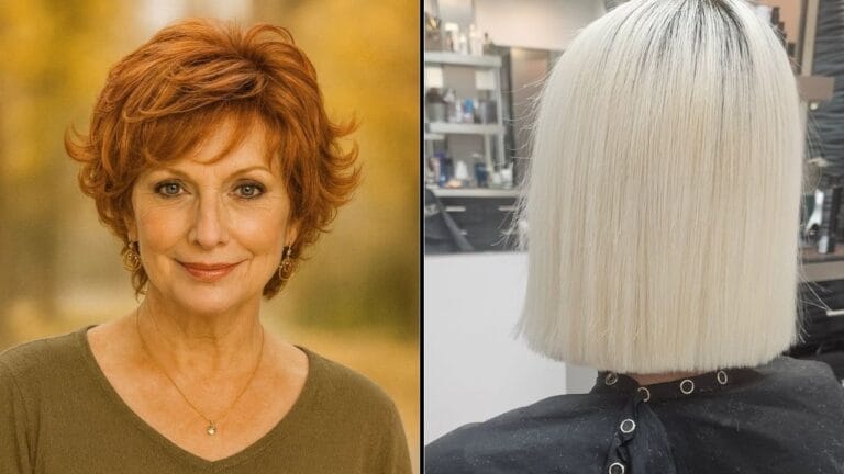 Two different layered hairstyles for women displayed side by side in a 16 by 9 layout.