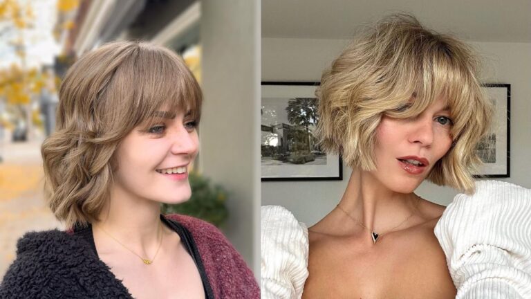 19 Chic Curly Bob With Bangs Ideas That Add Instant Volume Short layered curly bob with soft waves, full bangs, and a light blonde tone that adds volume and movement.