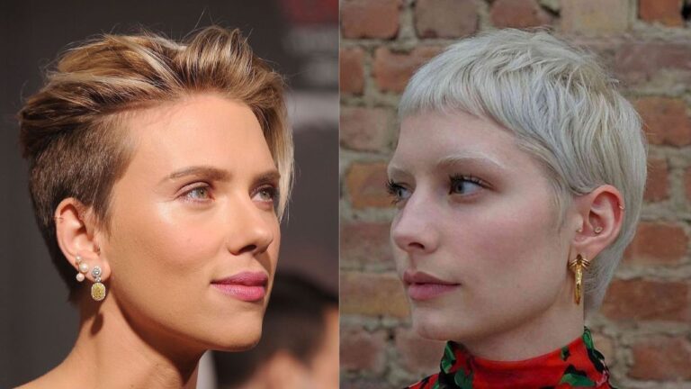 19 Cute Tomboy Hairstyles That Feel Effortlessly Cool Two women with short tomboy pixie haircuts, one styled with a voluminous undercut and the other with a close cropped platinum pixie.