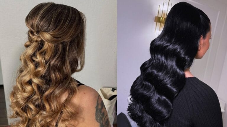 22 Dreamy Long Wavy Hairstyles for a Soft Romantic Vibe Long wavy hairstyles shown with a soft half up twist and glossy deep waves cascading down the back.