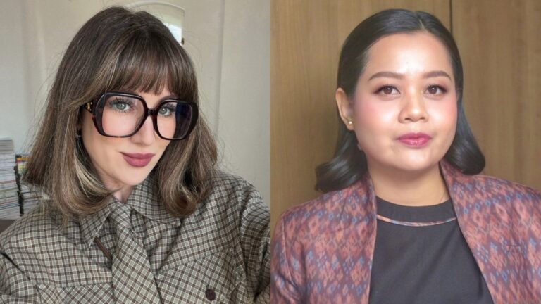 23 Practical Easy Hairstyles for Office Work That Simplify Your Routine Shoulder length layered hair with soft volume, full fringe, and subtle highlights styled in a smooth, polished finish.