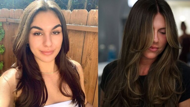 24 Layered Wavy Hairstyles That Add Movement and Depth Two women with long layered wavy hairstyles, featuring soft face framing layers, natural movement, and subtle dimension through the lengths.