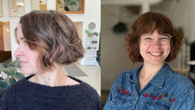 25 Fresh Long Bob Wavy Hairstyles That Feel Light and Modern Two women with short wavy bob hairstyles, featuring soft layered texture, natural volume, and slightly tousled waves.