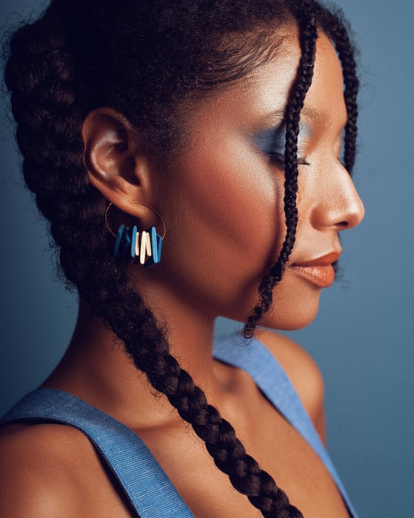 Two sleek braided pigtails with a thin face framing braid and smooth edges.