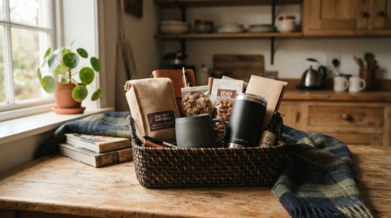 21 Stylish Gift Basket Ideas for Men Filled With Coffee, Snacks, and Everyday Essentials